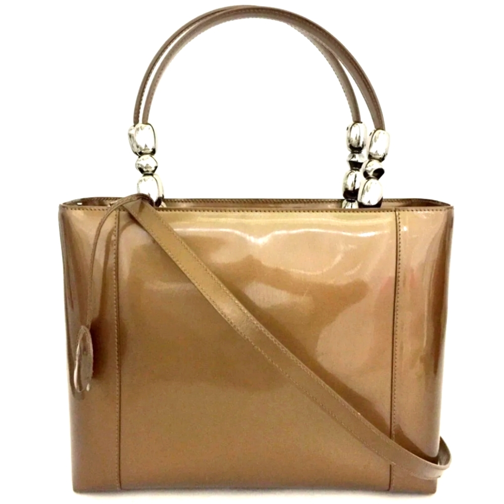 CHRISTIAN DIOR MARIS PEARL PATENT LEATHER HAND BAG/WITH SHOULDER STRAP/1C1504